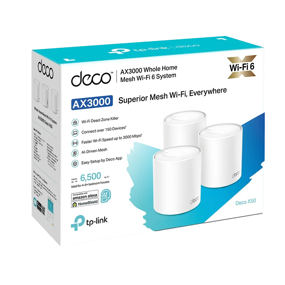 מגדיל טווח (3 יח') Deco X50 AX3000 Whole Home Mesh WiFi 6 System - Image 2