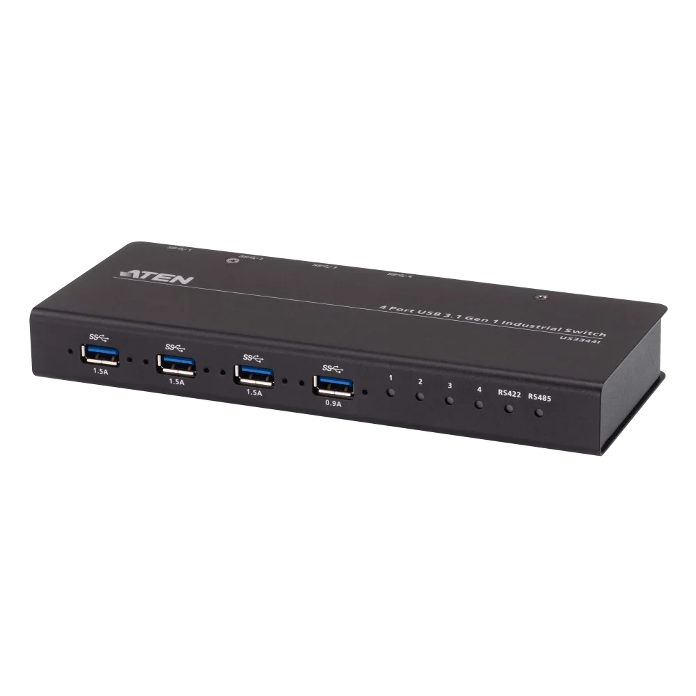 ATEN 4 x 4 USB 3.2 Gen 1 Industrial Hub Switch US3344I